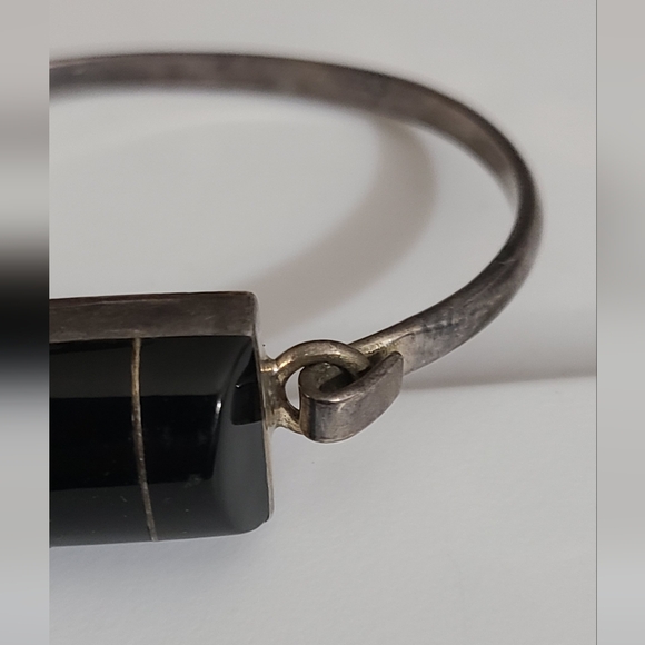 Vintage Sterling Silver Onyx MEXICO bracelet Taxco 7\